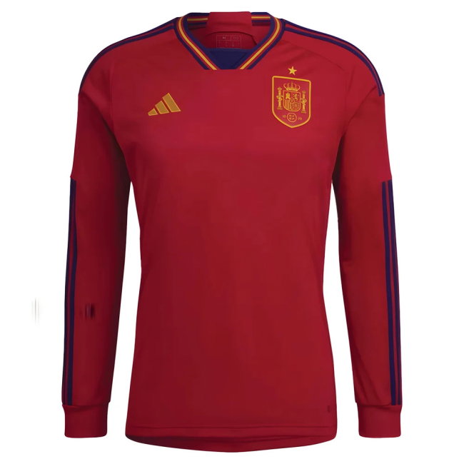 2022-2023 Spain Long Sleeve Home Shirt (PAU 4)-SoccerKits Hub | Buy Soccer Jerseys Online